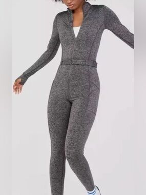 Aerie Chillside Warmup Jumpsuit In Heather Grey Women’s Size Medium Nwot
